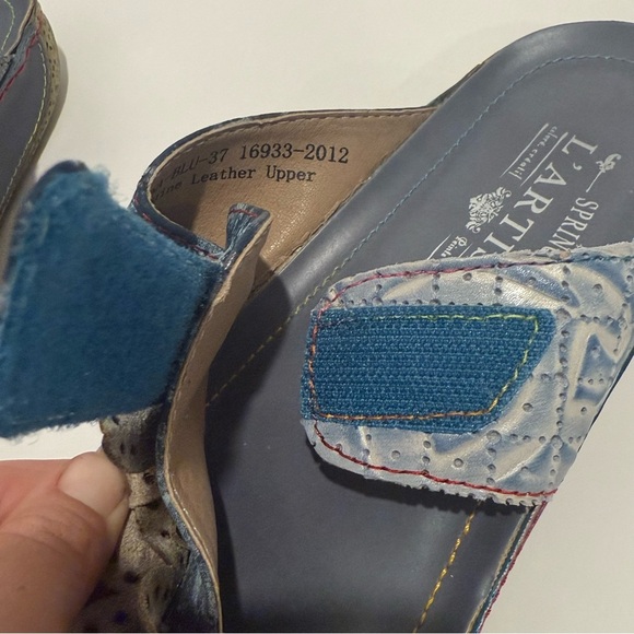 L'Artiste Karina Spring Step Slide Sandal Womens 37US 6.5-7 Blue Leather Slip-On - Picture 5 of 8
